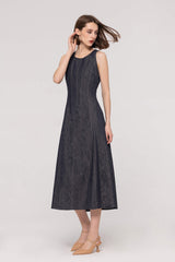 A-line Sleeveless Denim Dress