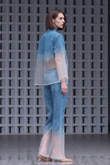 Light Blue Burn-out Flare Jeans