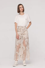 Printed Burn-Out Wide Leg Jeans