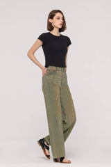 Mid-Waist Straight Studs Jeans