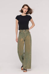 Mid-Waist Straight Studs Jeans