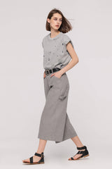 Belted Grey Cropped Jeans