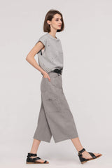 Belted Grey Cropped Jeans