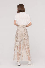 Printed Burn-Out Wide Leg Jeans