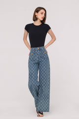 High-Waist Allover Print Jeans