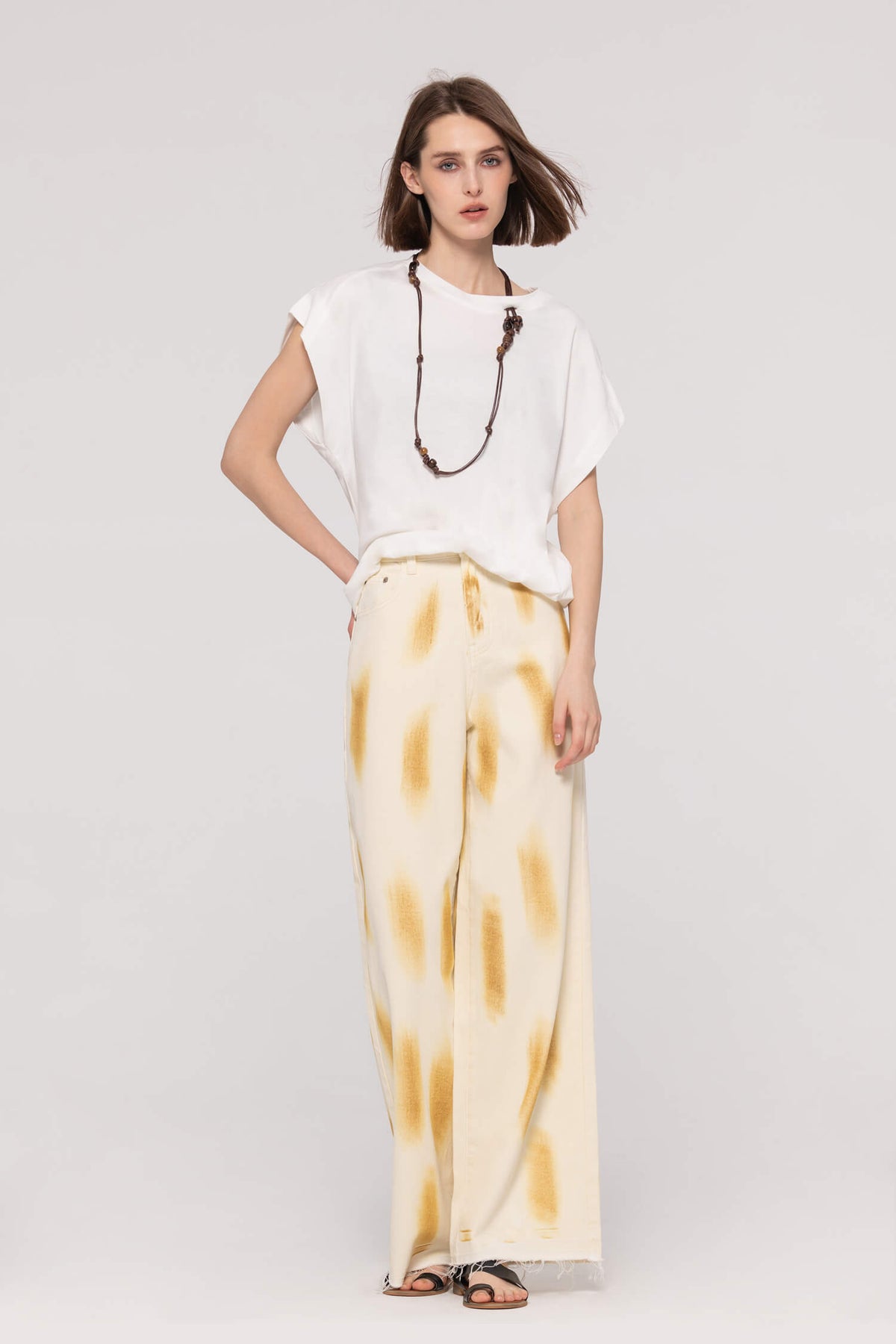 High-Waist Printed Wide Leg Jeans